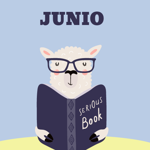 "Junio" with image of llama reading